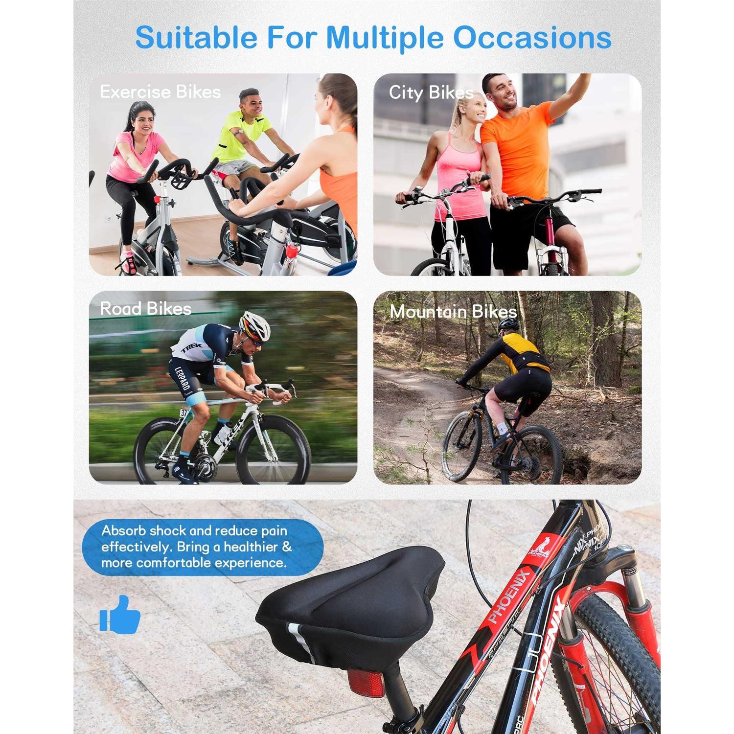 CUNCUI Gel Bike Seat Cover, Bicycle Seat Covers, Bike Seat Cushion for Women Men Comfort Compatible, Suitable for Outdoor and Indoor - Image 3
