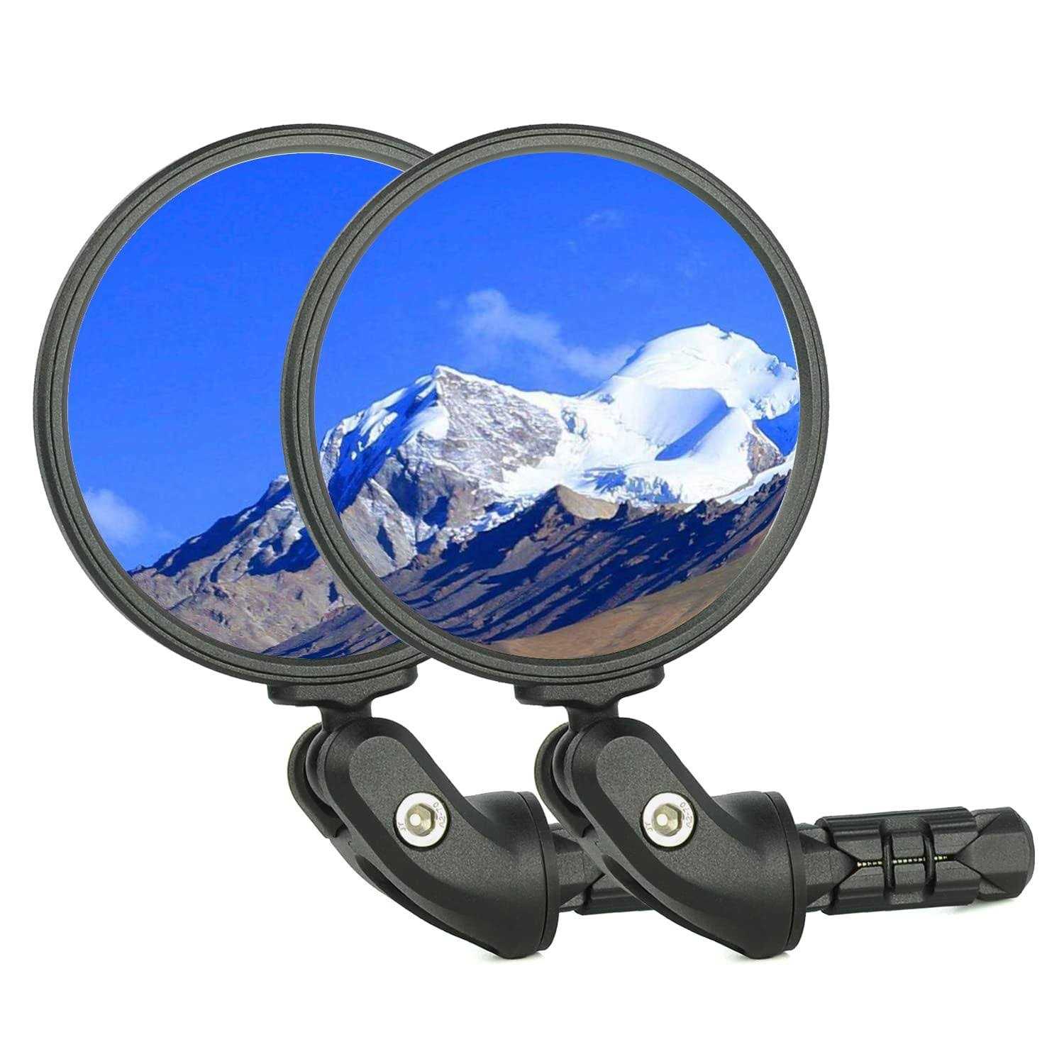 BriskMore Black Bar End Mirrors HD Glass Convex Lens Bicycle Rearview Mirror