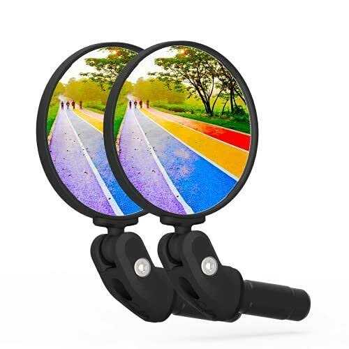 Alternative view of BriskMore Black Bar End Mirrors HD Glass Convex Lens Bicycle Rearview Mirror