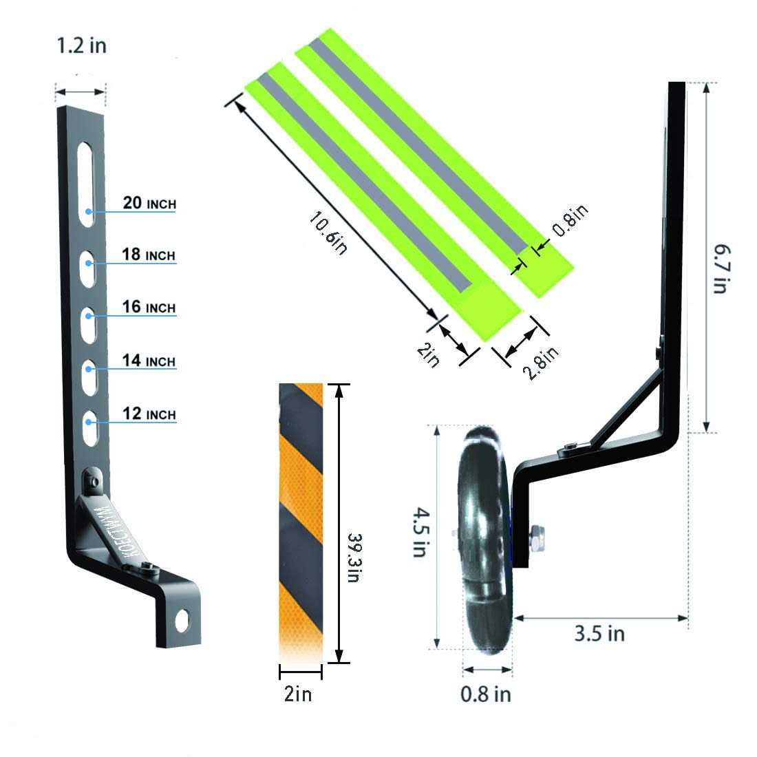 KOECTWYM Kids' Bicycle Training Wheels Flash Mute Heavy Duty Rear Wheel with Stabilizers Mounted 1 Pair + 1 Reflective - Image 3