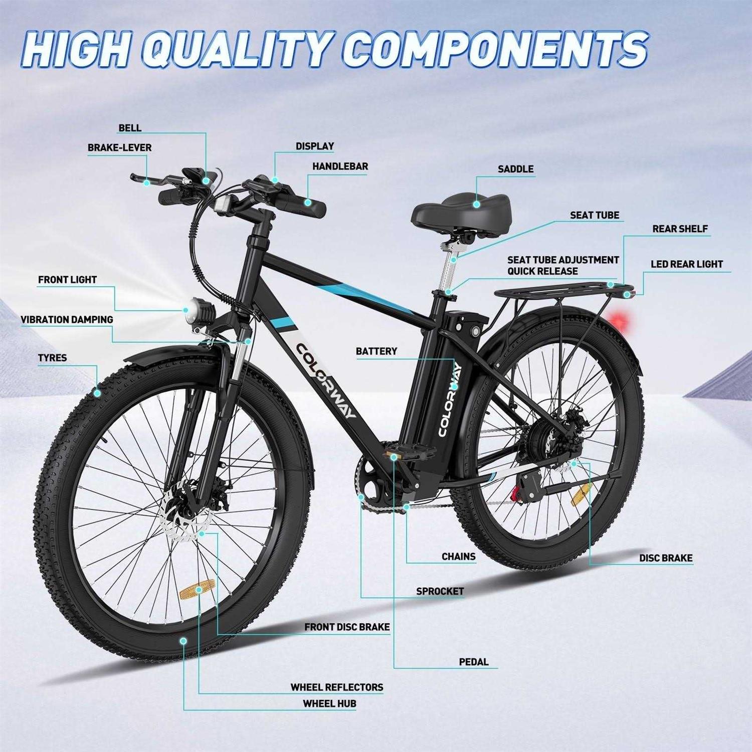COLORWAY 500W 26X3.0 Electric Bike for Adults 36V/15Ah E Bike - Image 4