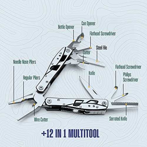 Multitool Plier 12 in 1 Stainless Steel Pocket Multi Tool with Durable Sheath for Camping - Image 5