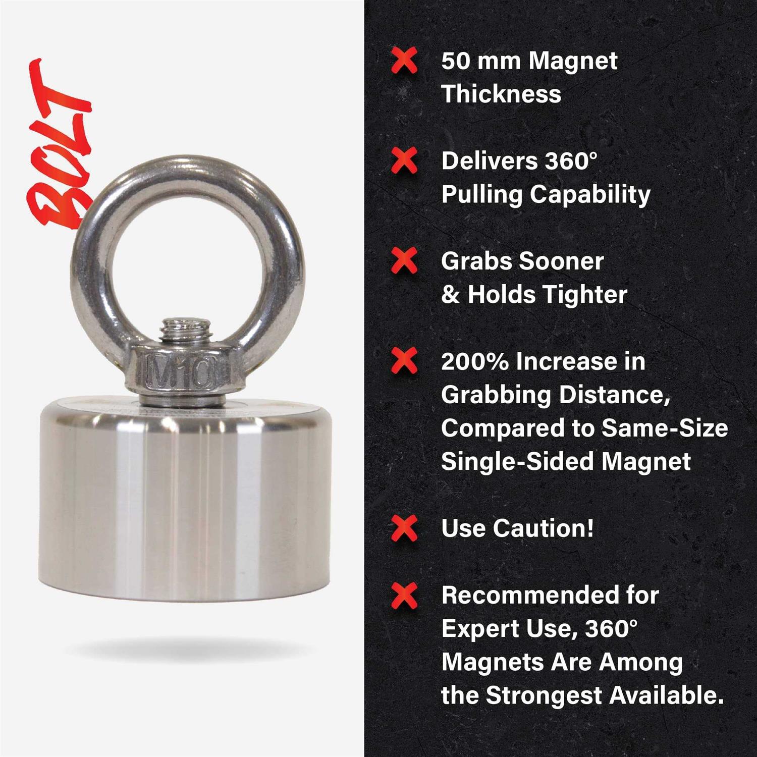 Brute Magnetics Bolt 360 800 lb Fishing Magnet Bundle - Image 5