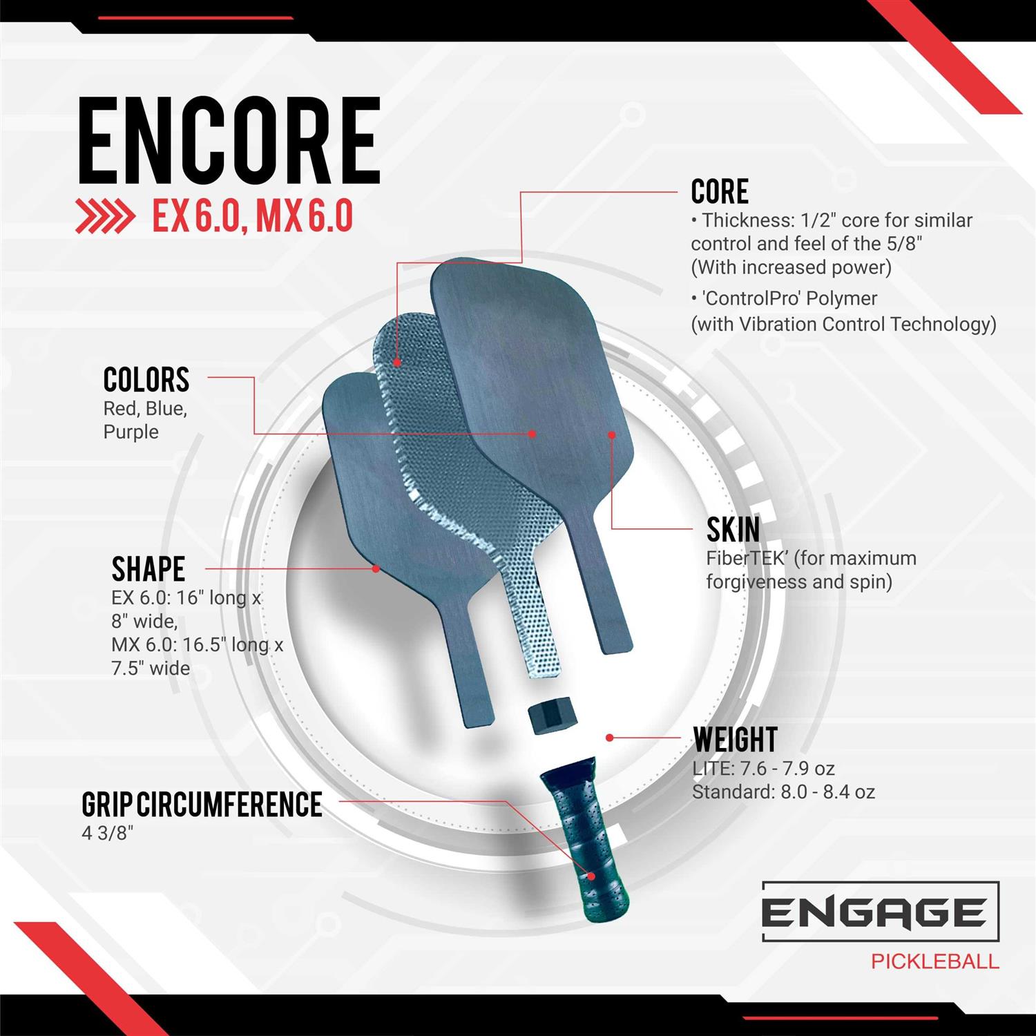 Engage Encore EX 6.0 Pickleball Paddle - Image 5