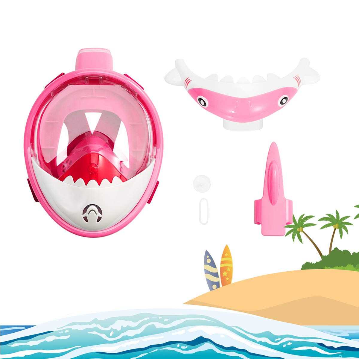DCYSO Snorkel Mask Full Face Kids 2020 Shark Sharp Snorkeling Mask for Kid HD Seaview Anti Fog Anti Leak - Image 2