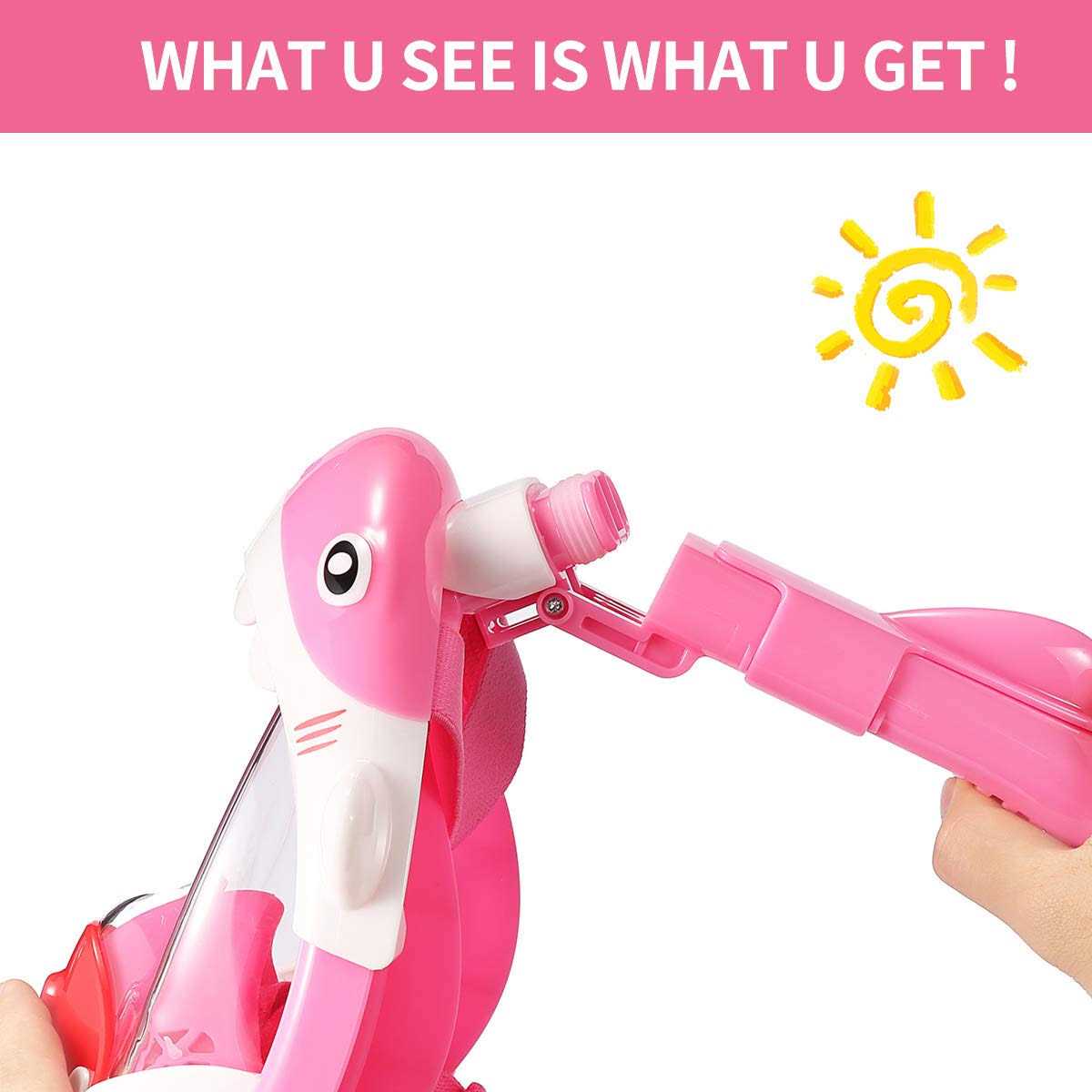 DCYSO Snorkel Mask Full Face Kids 2020 Shark Sharp Snorkeling Mask for Kid HD Seaview Anti Fog Anti Leak - Image 5