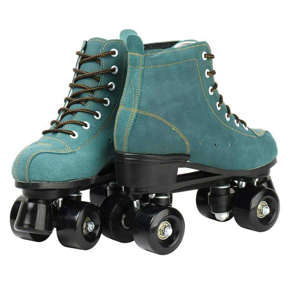 Risup Roller Skates for Women and Men Cowhide High-Top Shoes Classic Double-Row Roller Skates Four-Wheel Roller Skates for Men Girls Unisex Christmas - Image 5