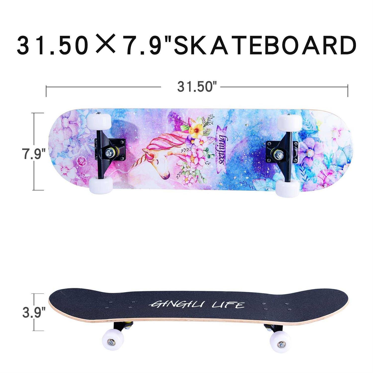 Gingili Life Skateboards for Girls Beginners Kids teens Adults women,31''x8'',7-layer - Image 4