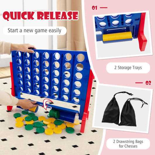 Costway Jumbo 4-to-Score Connect Game Set with Carrying Bag and 42 Coins - Image 4