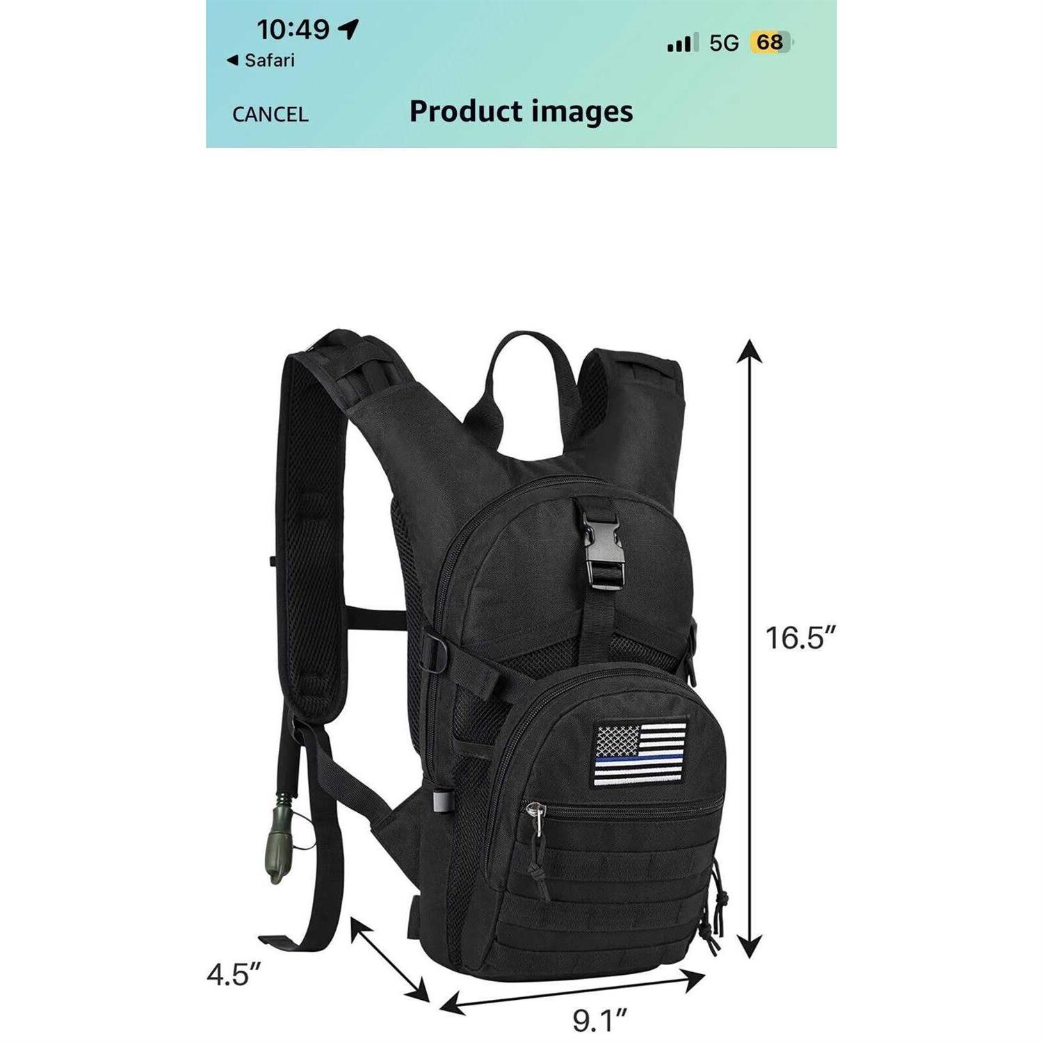Sharkmouth Tactical Molle Hydration Pack Backpack 900d with 2L Leak-Proof Water Bladder - Image 2