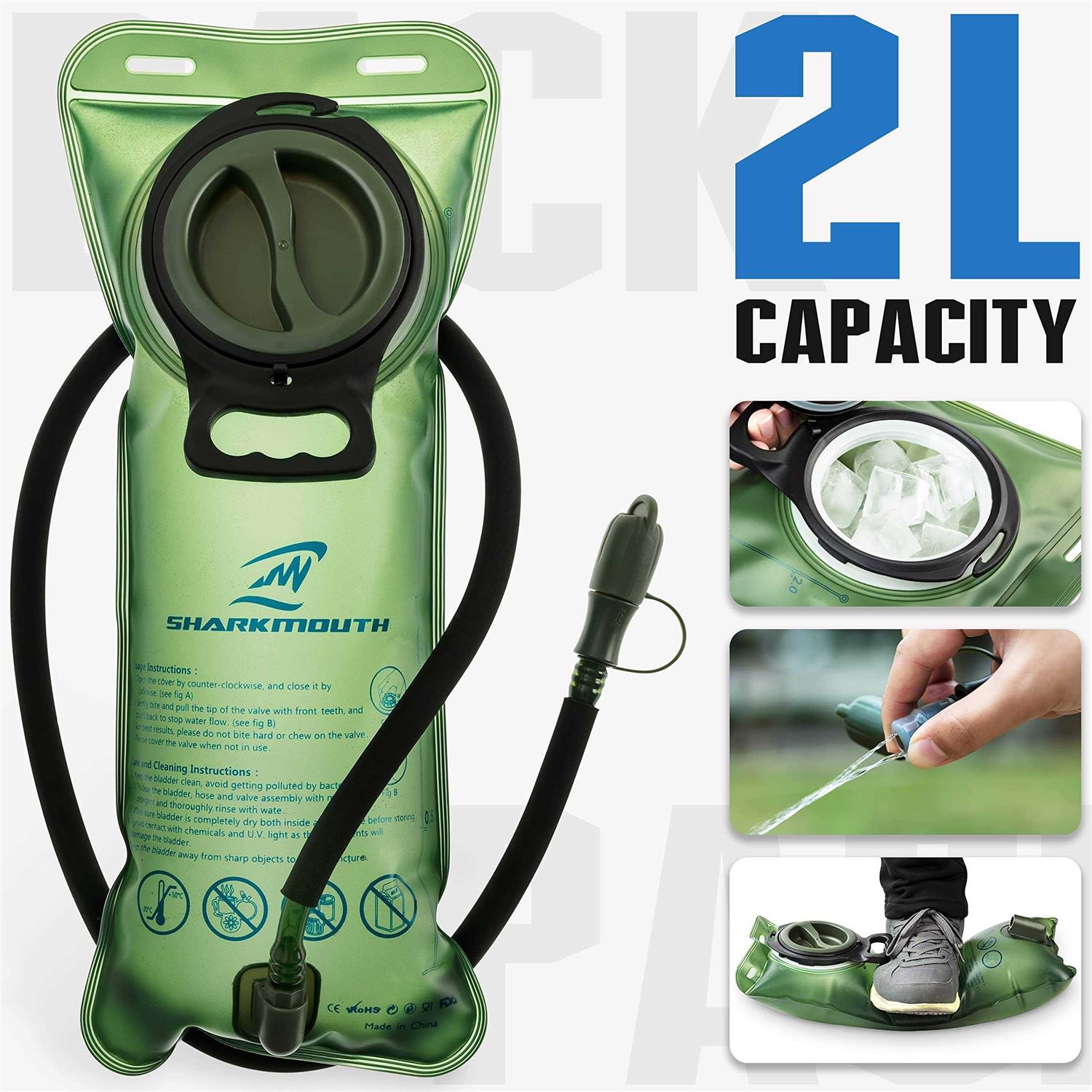 Sharkmouth Tactical Molle Hydration Pack Backpack 900d with 2L Leak-Proof Water Bladder - Image 2