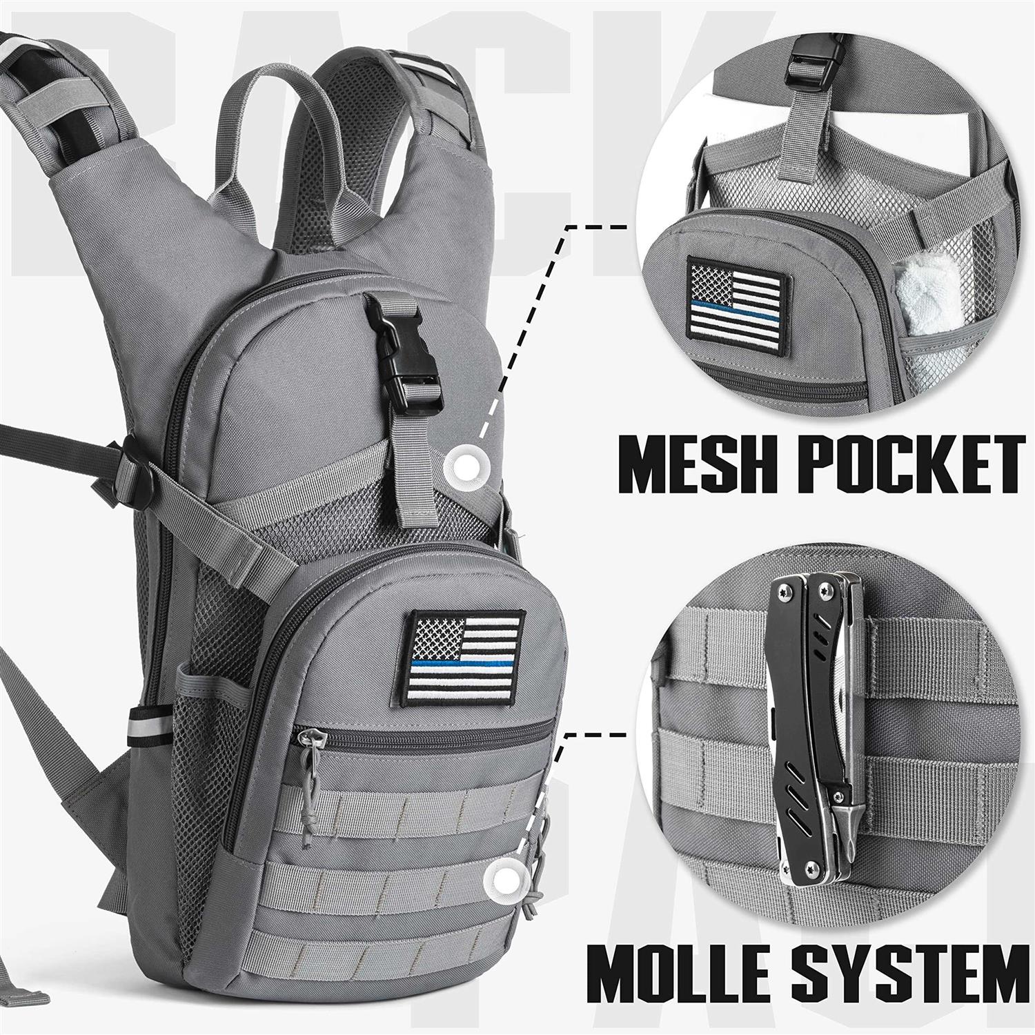 Sharkmouth Tactical Molle Hydration Pack Backpack 900d with 2L Leak-Proof Water Bladder - Image 3