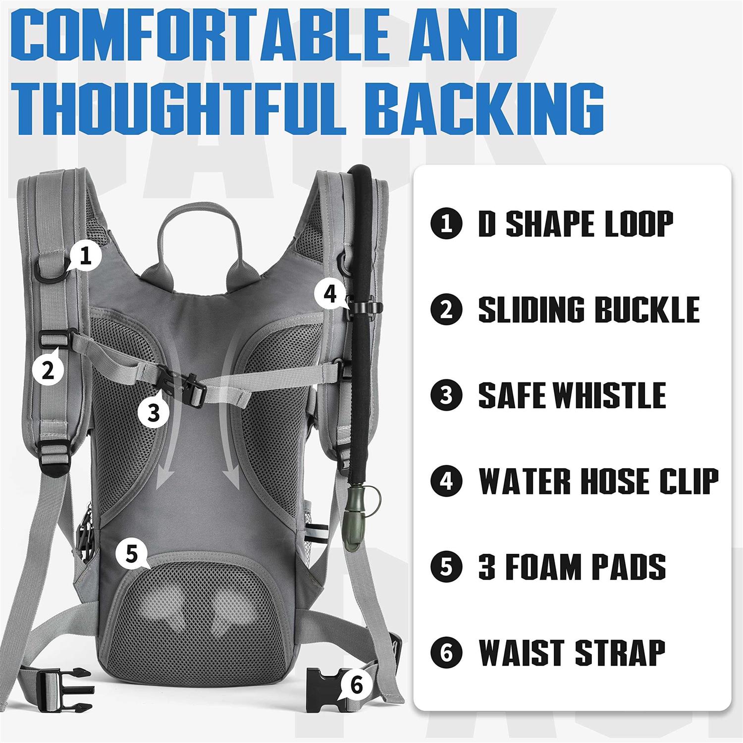 Sharkmouth Tactical Molle Hydration Pack Backpack 900d with 2L Leak-Proof Water Bladder - Image 4