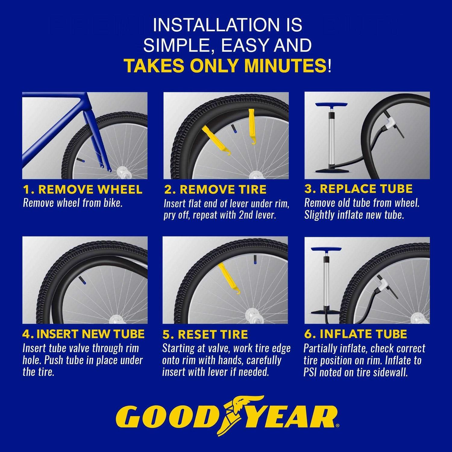Goodyear 26 inch x 2.1 inch-2.4 inch Presta Valve Bike Tube - Image 5