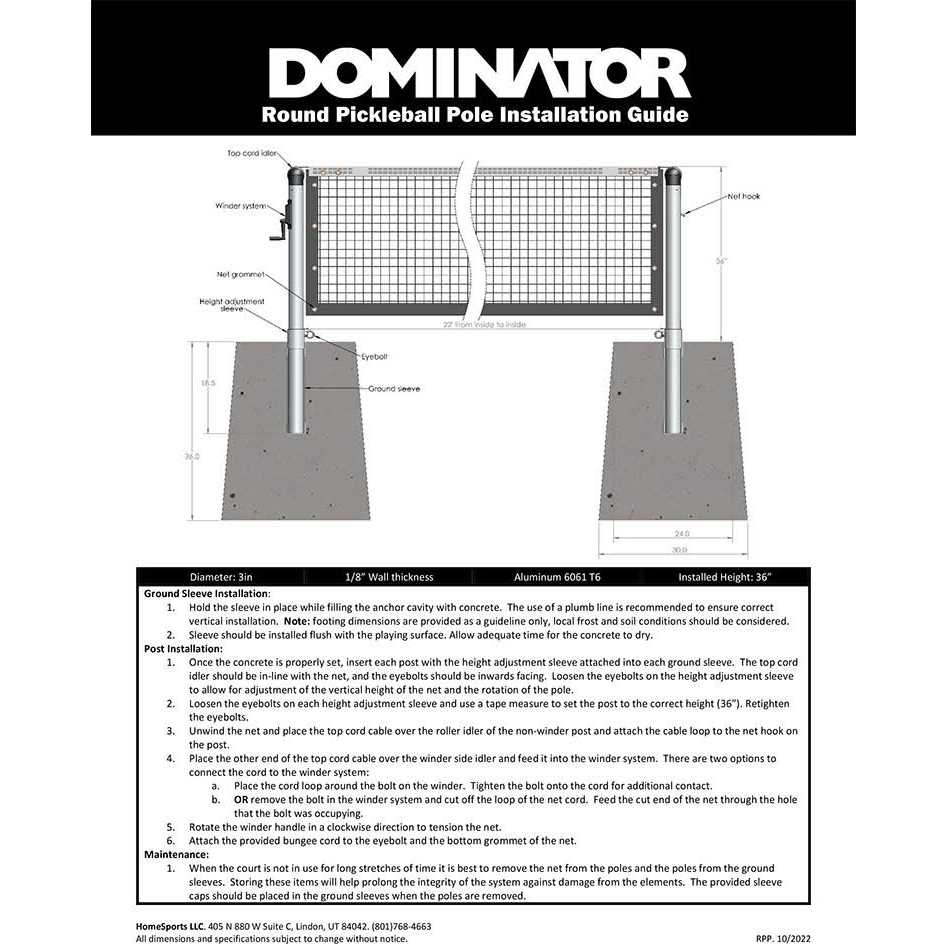 Home Sports Dominator Pickleball Posts with Net and Sleeves - Image 4