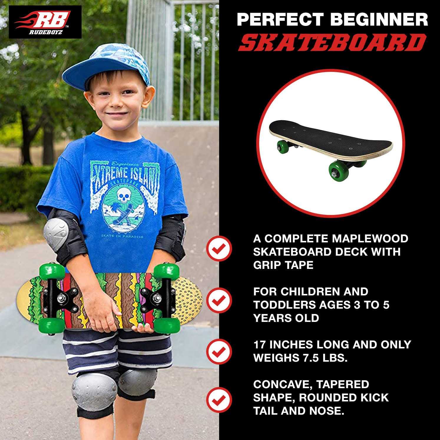 Rude Boyz Mini Wooden Cruiser Beginner kids Skateboard - Image 4
