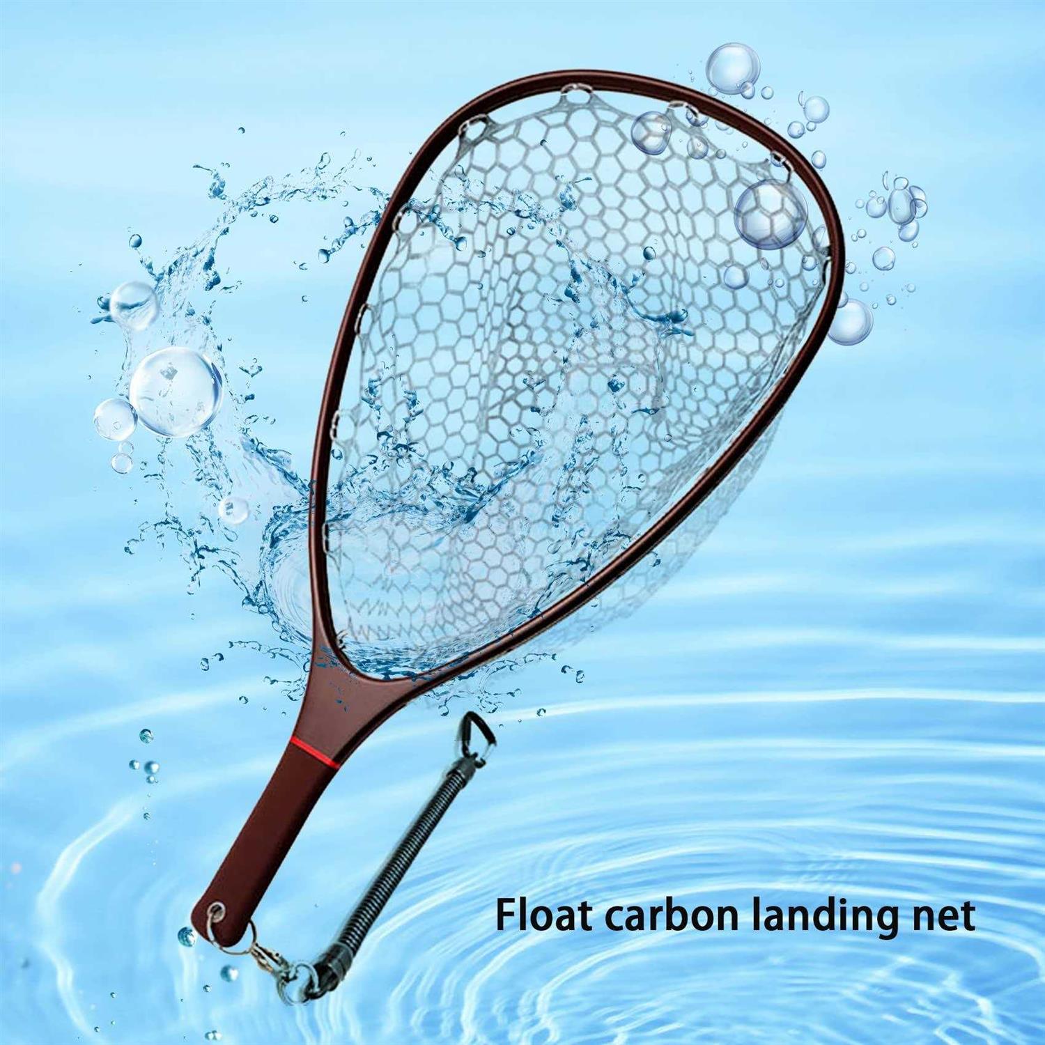 Aventik Fly Floating Fishing Net Carbon Fiber Landing Trout Net Light Weight Clear Rubber Ghost Net Catch & Release Net - Image 3