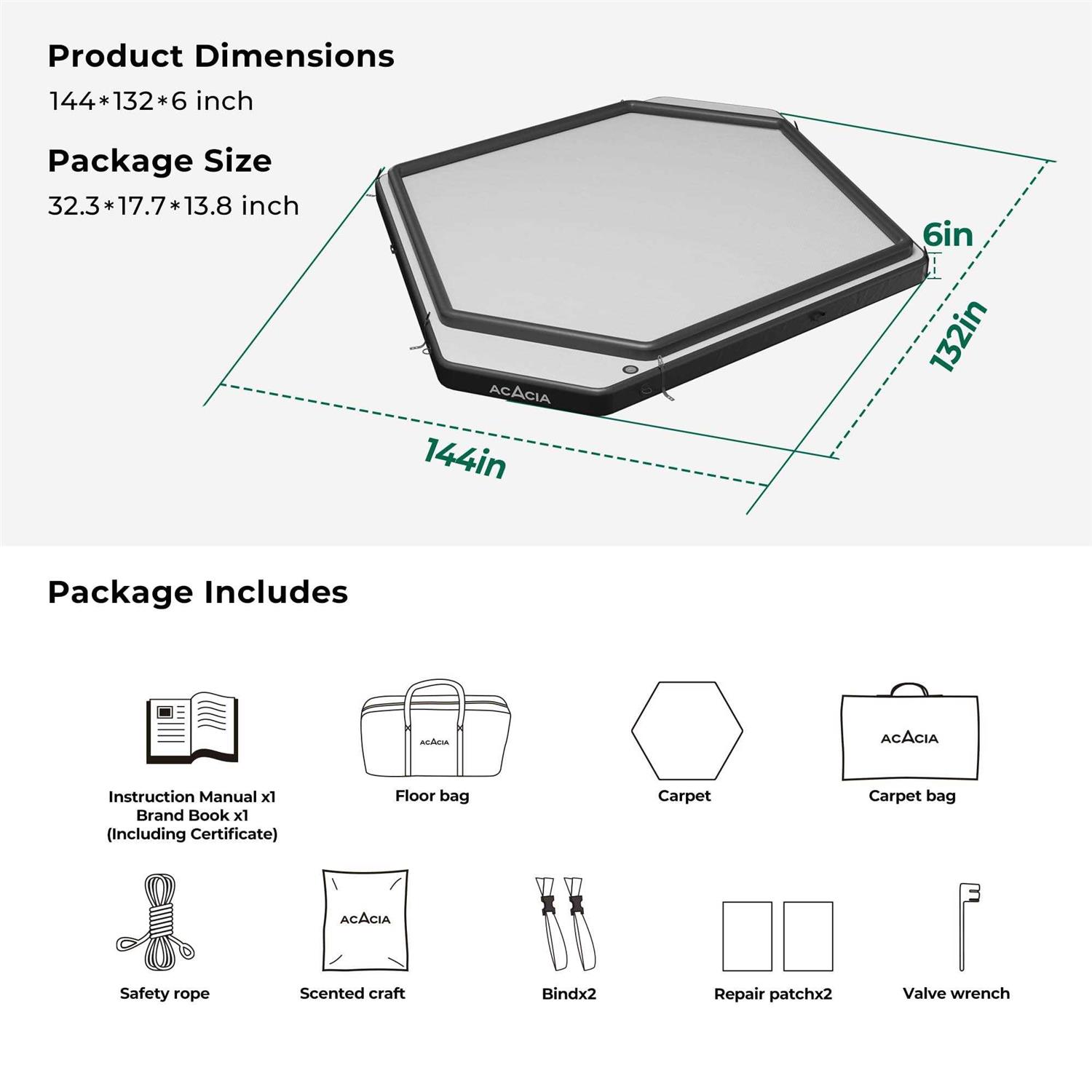 ACACIA Air Floor XL for Space Camping System 4-Layer 6-Inch-Thick Inflatable Floor for Floating Tent - Image 4