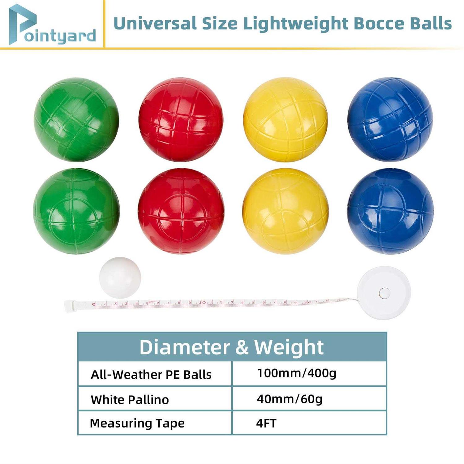 Pointyard Bocce Ball Set Lighter 84mm Bocce Ball Set with 8 PE Bocce Balls - Image 3