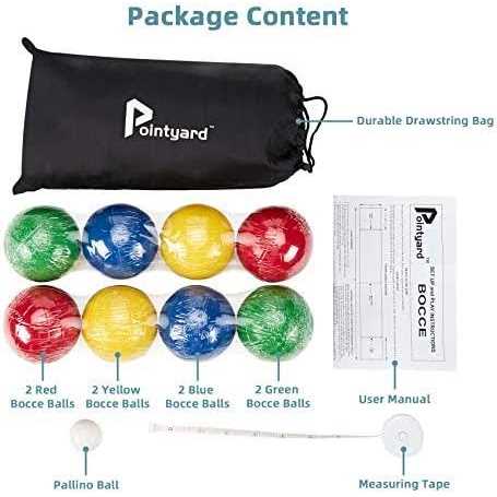 Pointyard Bocce Ball Set Lighter 84mm Bocce Ball Set with 8 PE Bocce Balls - Image 4