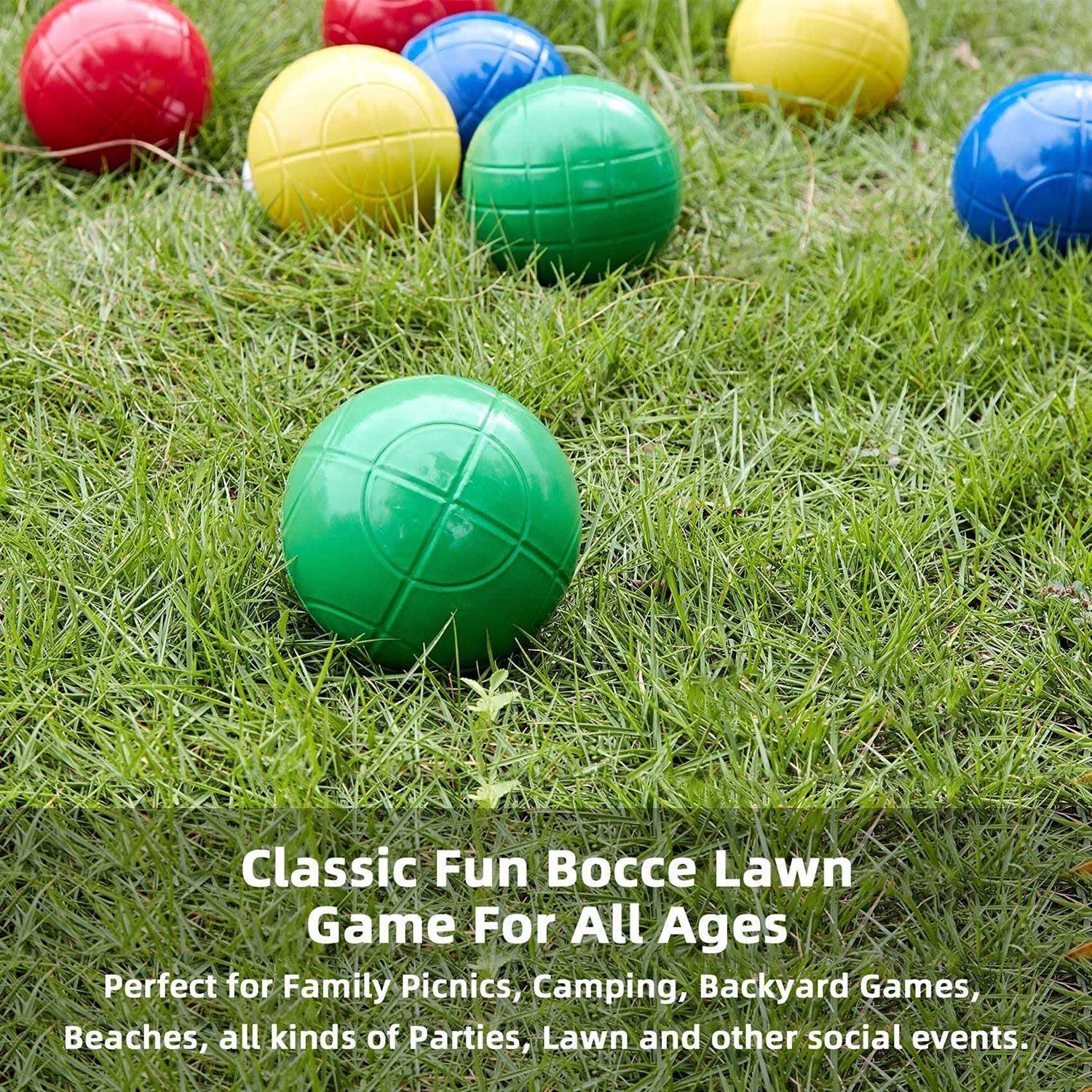 Pointyard Bocce Ball Set Lighter 84mm Bocce Ball Set with 8 PE Bocce Balls - Image 5