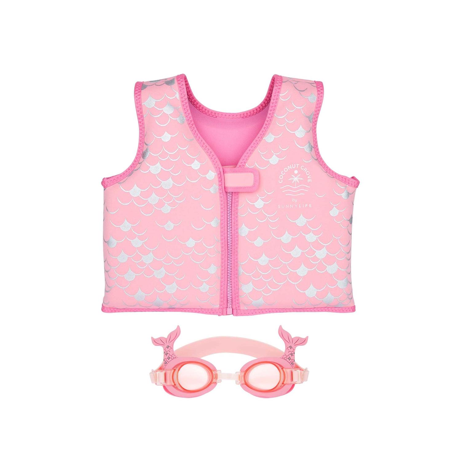 Coconut Grove by Sunnylife Kids Girls Swim Float Vest & Goggles Set Pearl the Mermaid