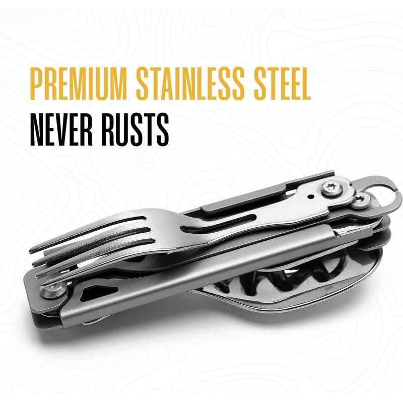 Alternative view of Camping Utensils 4 In 1 Stainless Steel Safety Locking Camping Accessories with Durable Sheath
