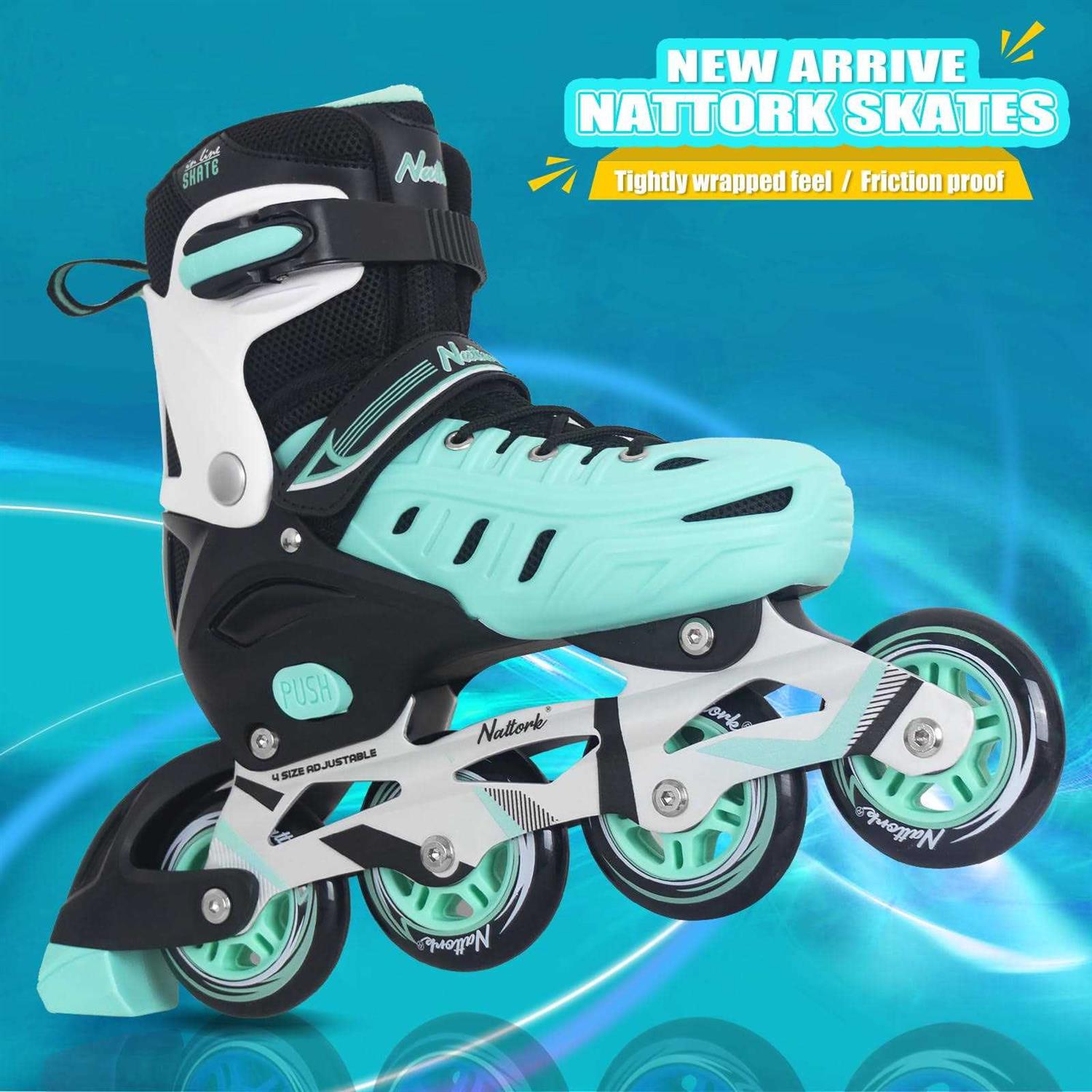 Nattork Inline Skates 4 Sizes Adjustable Blades Roller Skates with Ankle Support, Adjustable Strap Wheels and Soft - Image 2