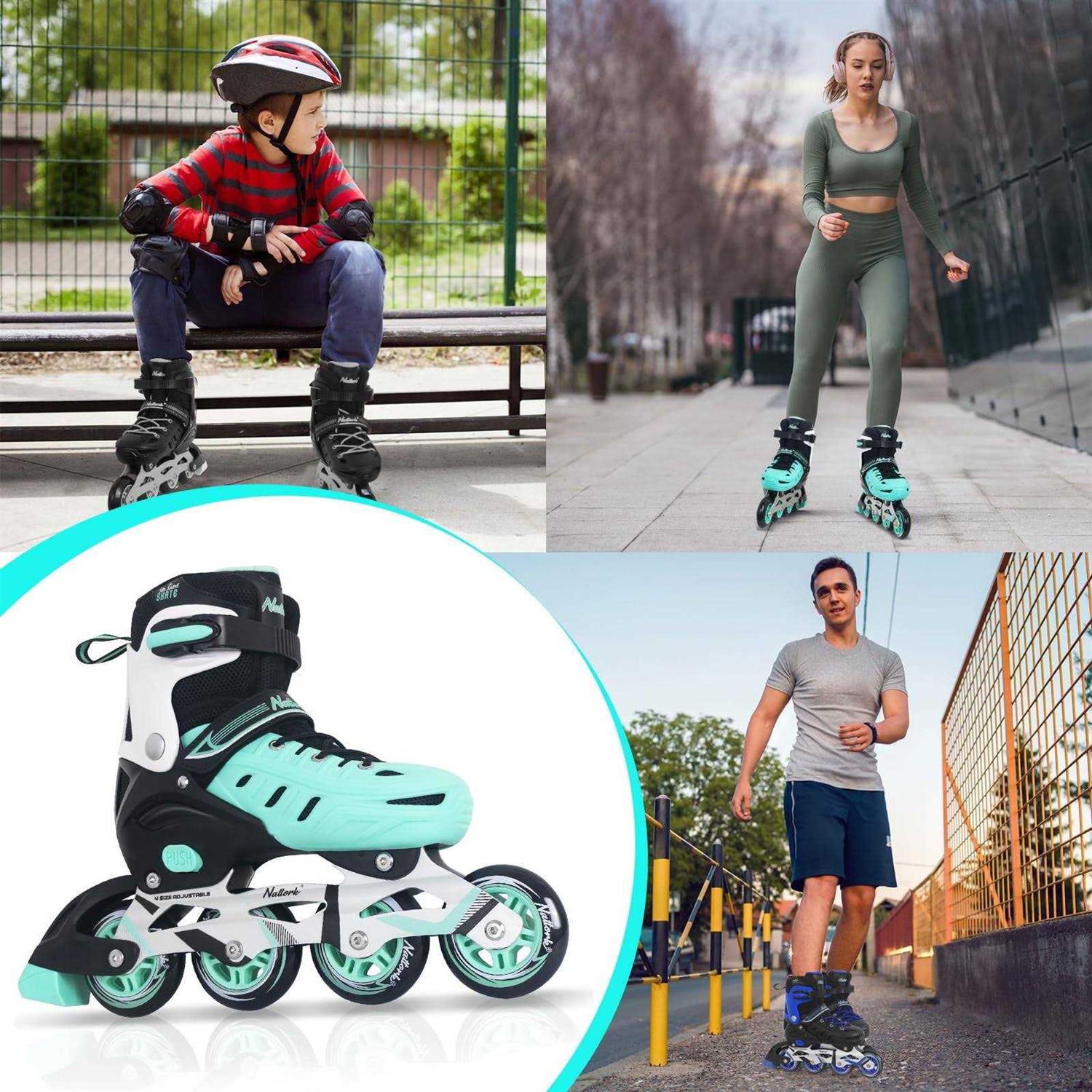 Nattork Inline Skates 4 Sizes Adjustable Blades Roller Skates with Ankle Support, Adjustable Strap Wheels and Soft - Image 5