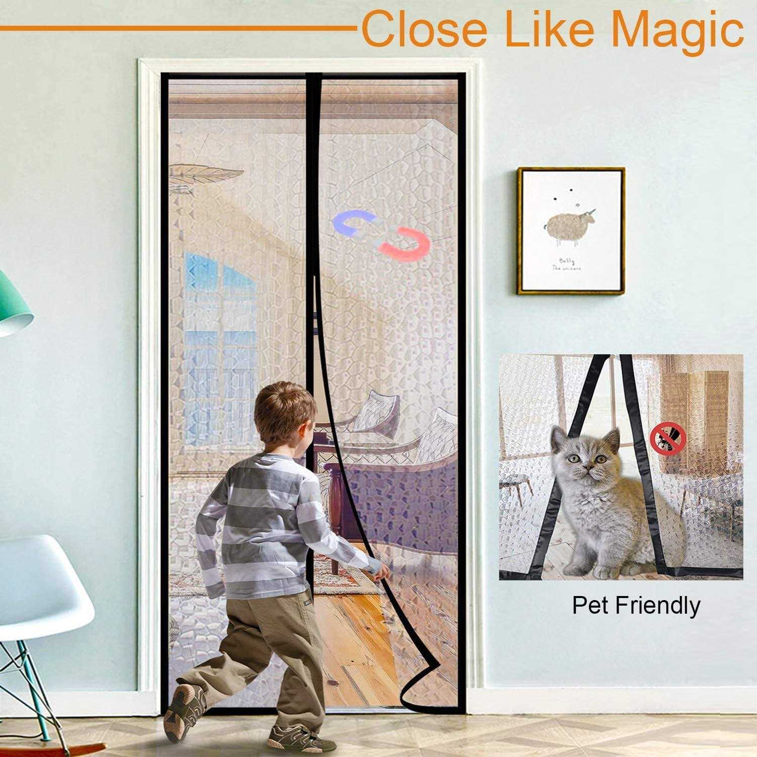 Reliancer Magnetic Thermal Insulated Door Curtain 48x80 Magnet Patio Door Cover Auto Closer Fits Doors Up to 46x79 to Keep Warm in Winter - Image 2