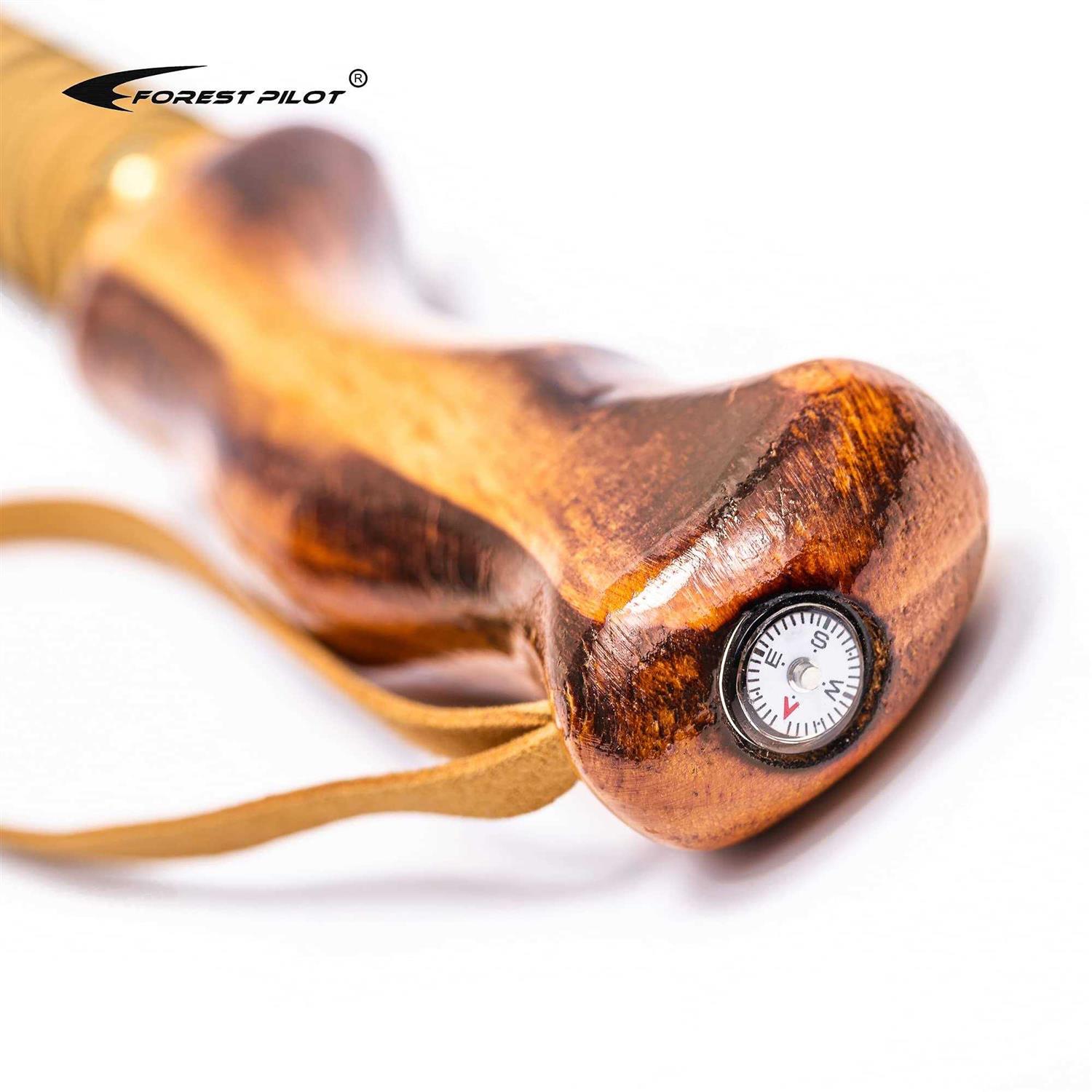 FOREST PILOT 3 Pieces Detachable Hardwood Walking Stick Pine Handle with a Compass - Image 5