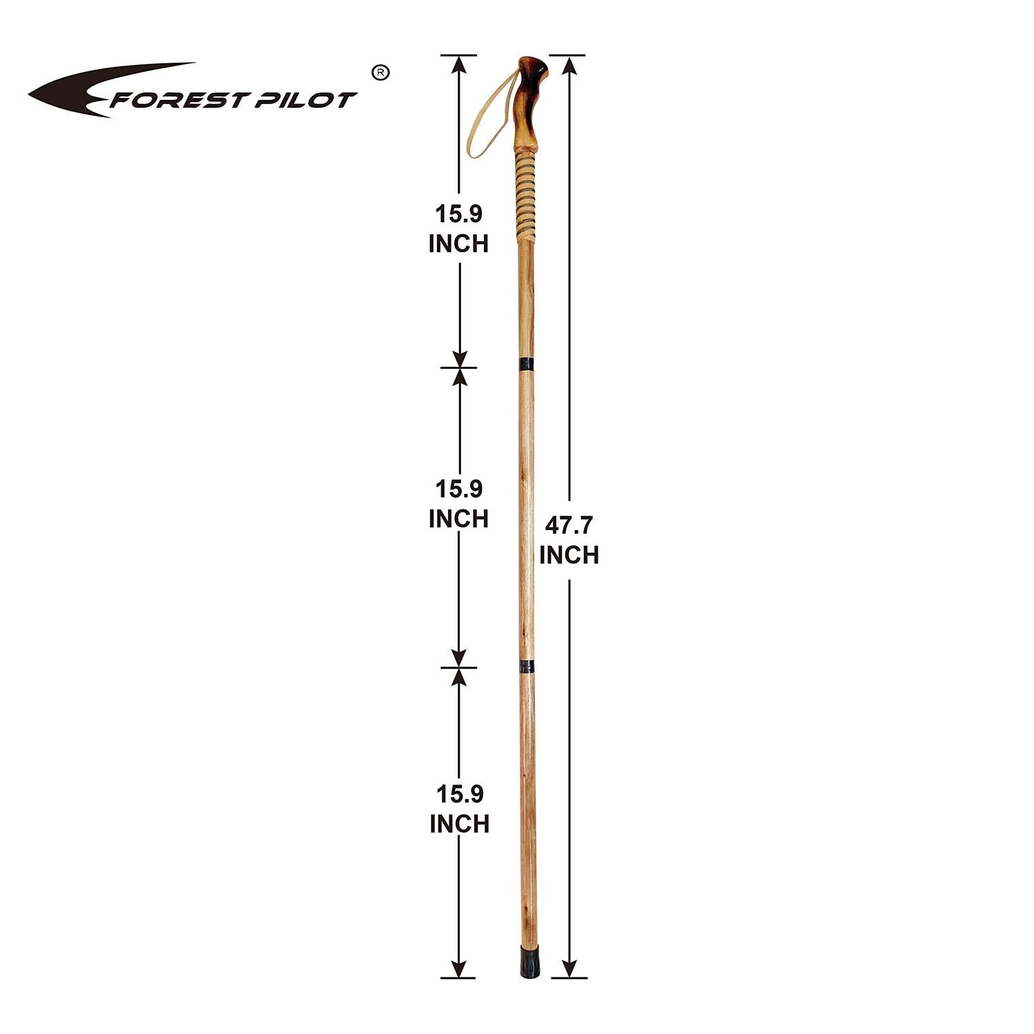 FOREST PILOT 3 Pieces Detachable Hardwood Walking Stick Pine Handle with a Compass - Image 4
