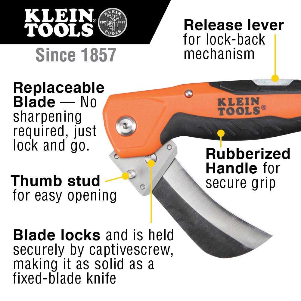 Klein Tools 44218 Cable Skinning Utility Knife with Replaceable Blade - Image 4