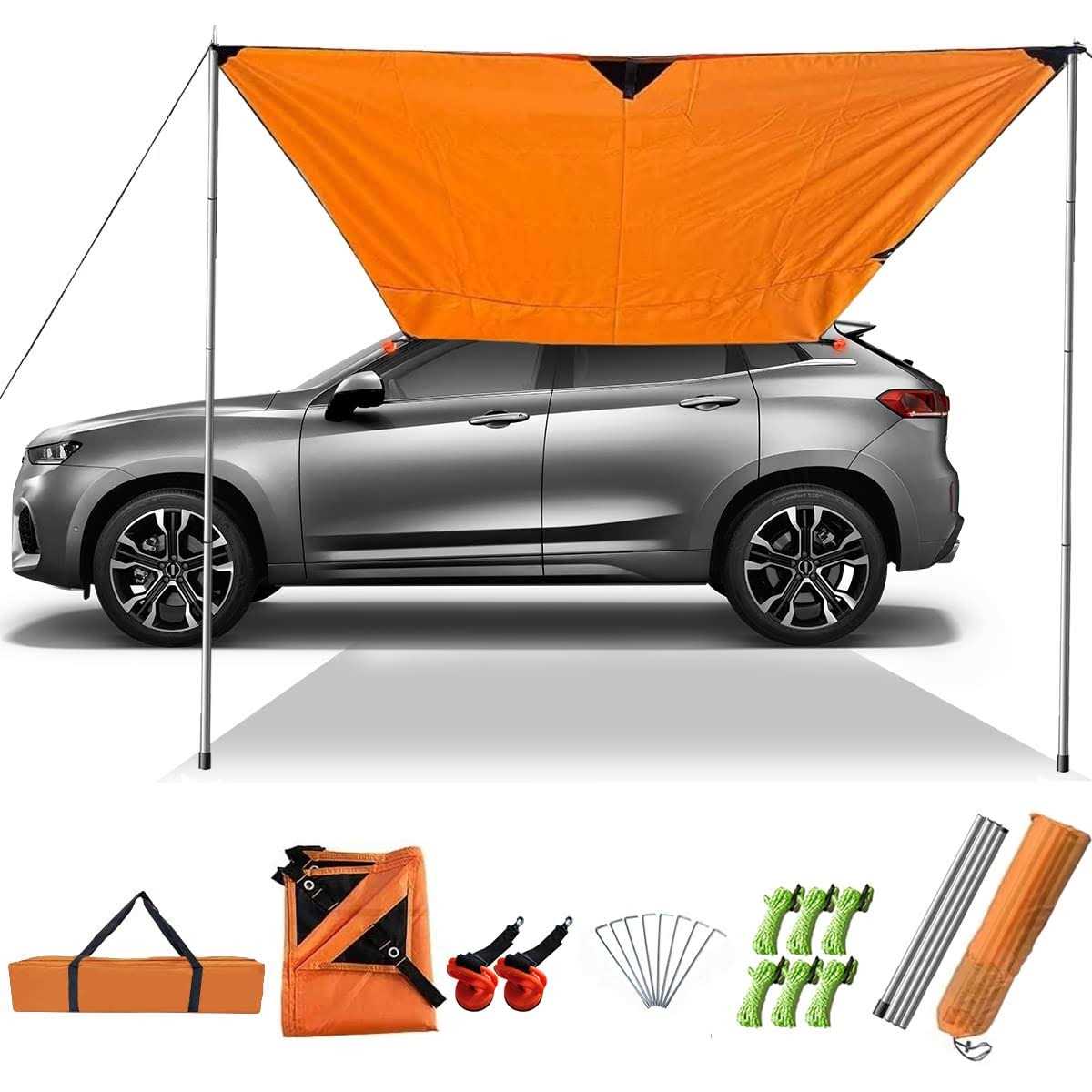 Slan Arrow Versatility Car Awning Camping Car Tail Tent Waterproof Shed 210D Silver Coated Oxford Cloth Tent for Outdoor Activities Like Camping