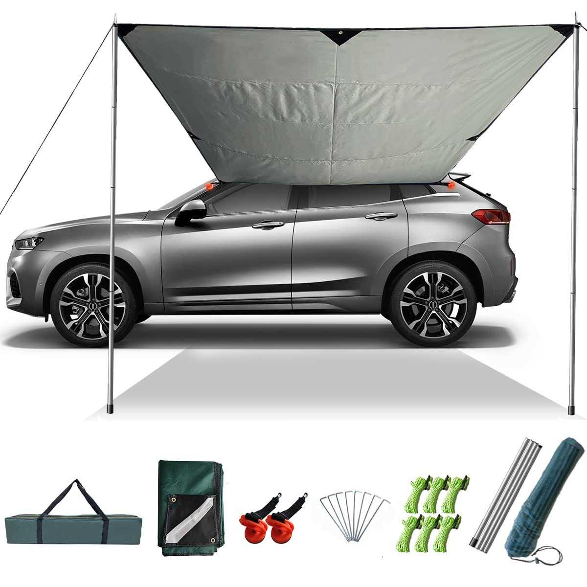 Slan Arrow Versatility Car Awning Camping Car Tail Tent Waterproof Shed 210D Silver Coated Oxford Cloth Tent for Outdoor Activities Like Camping
