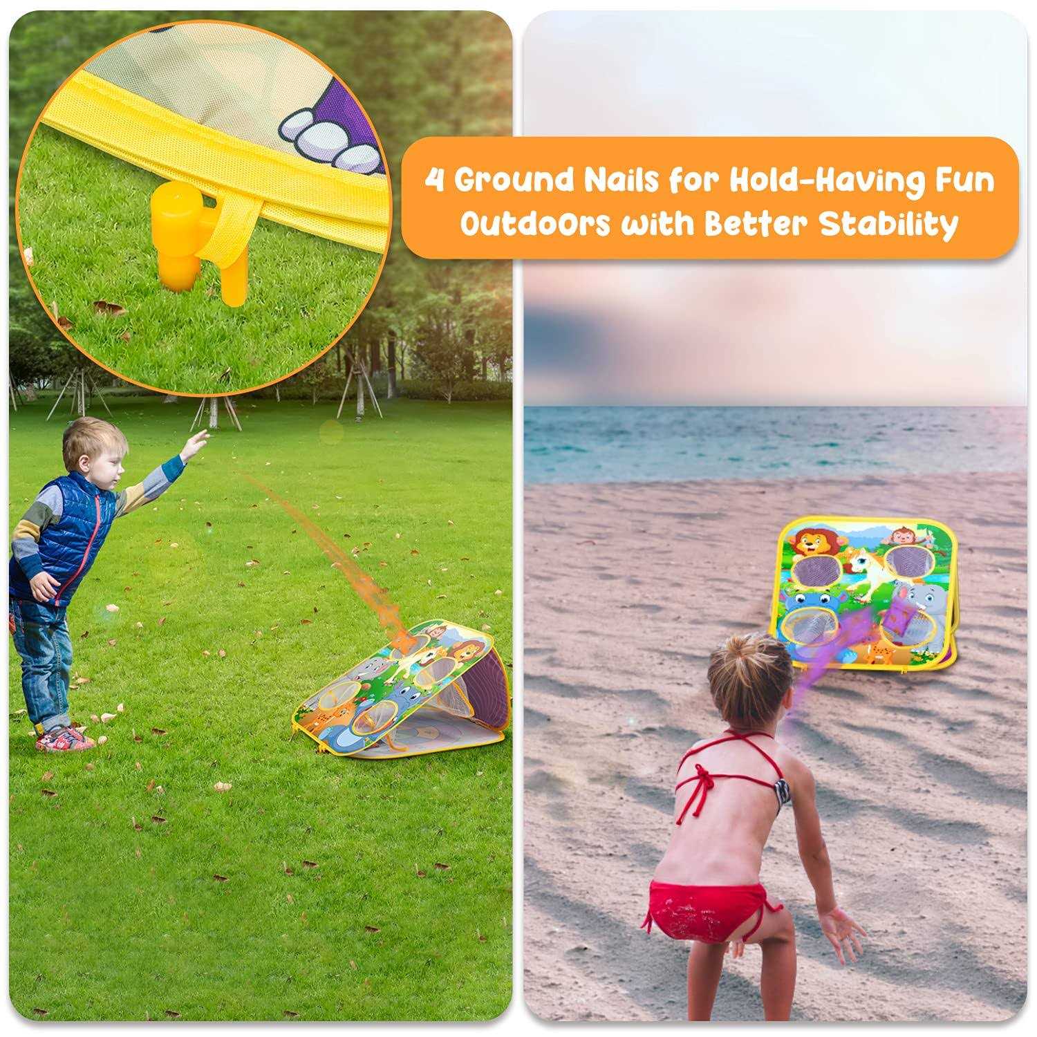 HelloJoy Bean Bag Toss Game Kids Outdoor Toys,Double-Sided Foldable Cornhole Board Backyard Beach Yard Toys for Toddler - Image 2