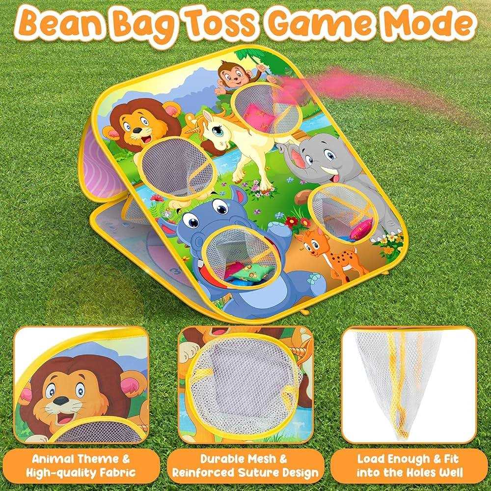 HelloJoy Bean Bag Toss Game Kids Outdoor Toys,Double-Sided Foldable Cornhole Board Backyard Beach Yard Toys for Toddler - Image 4