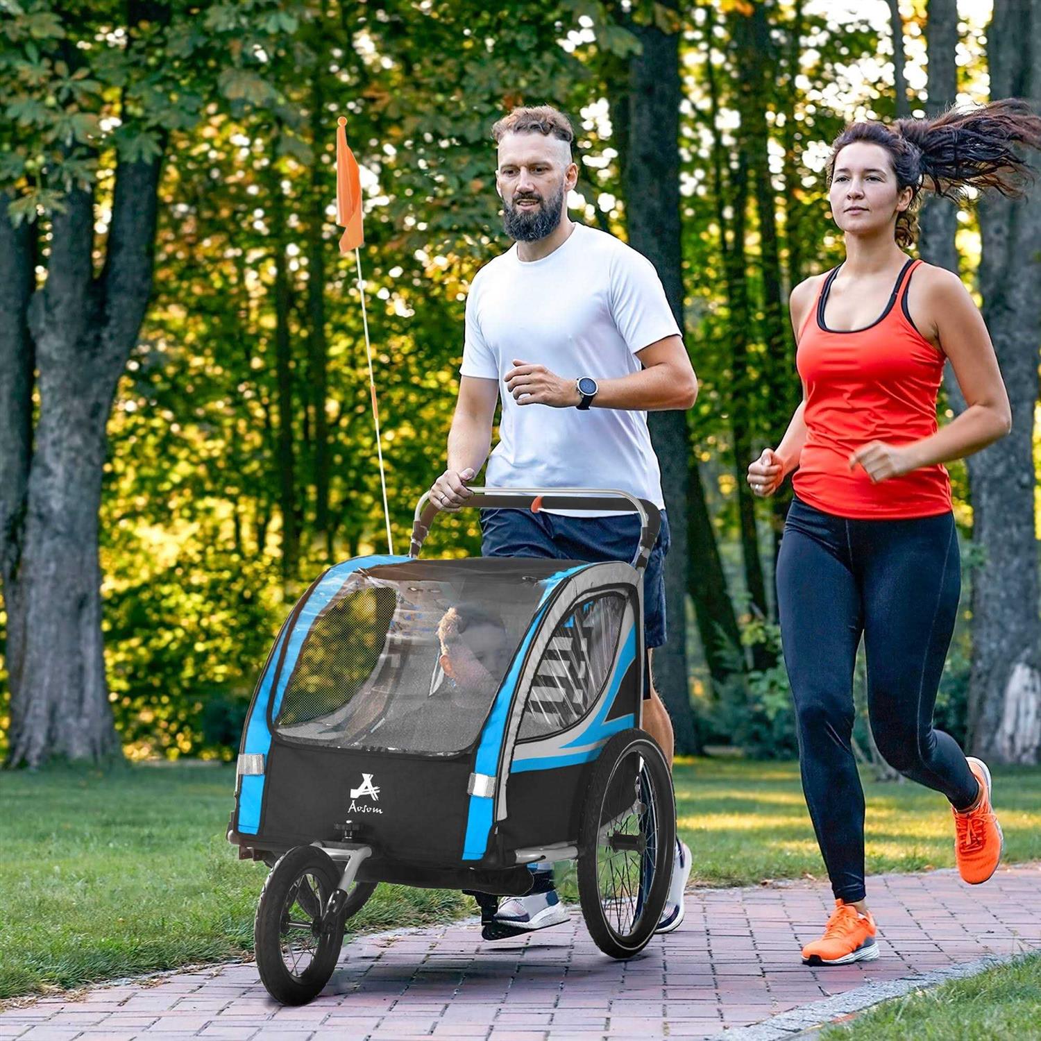 Aosom Bike Trailer for Kids 3-in-1 Running Stroller - Image 3