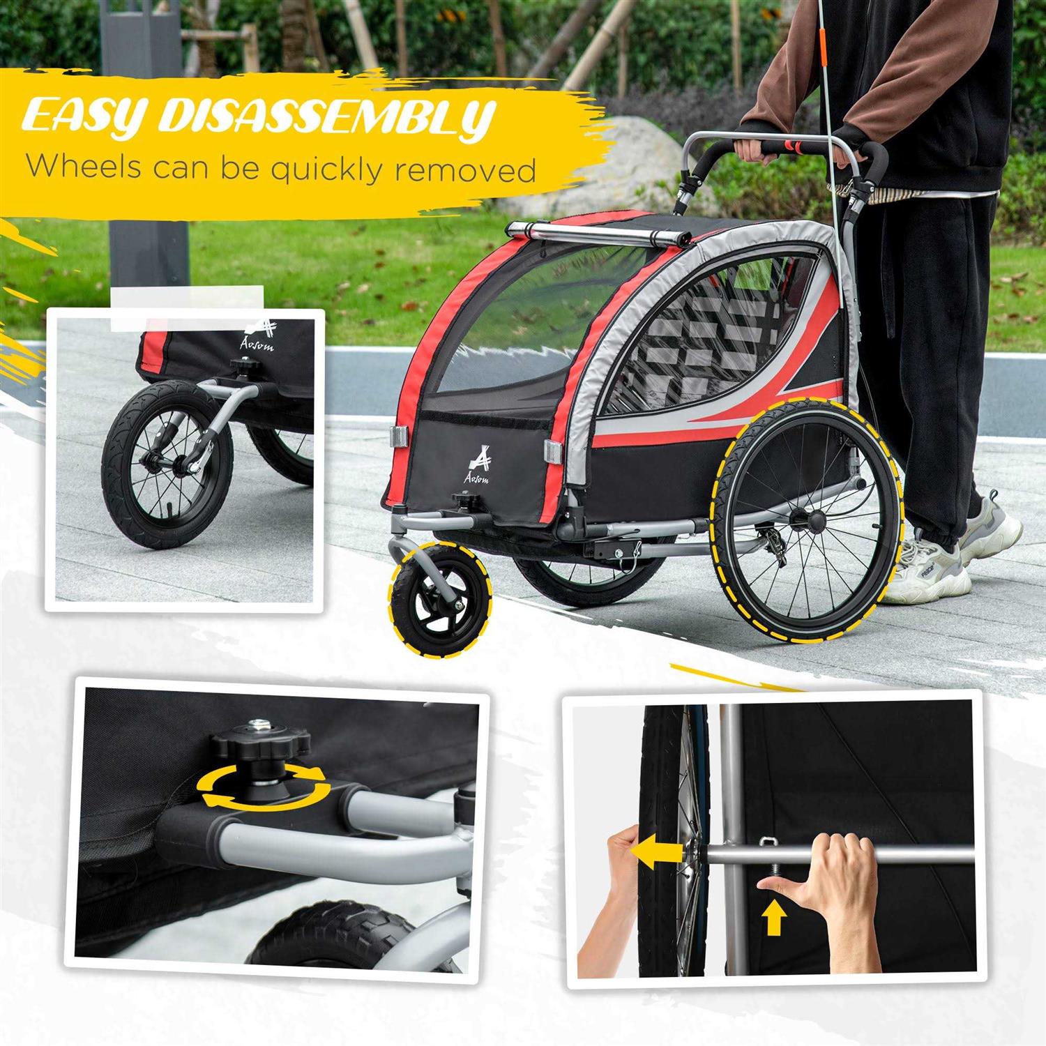 Aosom Bike Trailer for Kids 3-in-1 Running Stroller - Image 5