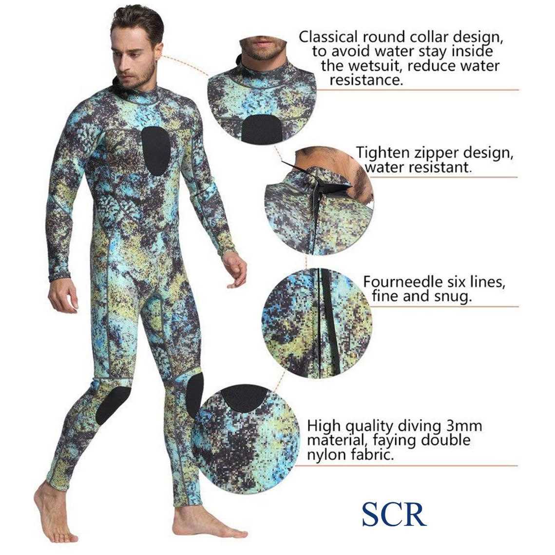 Dyung Tec Wetsuits Mens 3mm Camo Neoprene Scuba Diving Unisex One Piece Sport Skin Spearfishing Full Suit - Image 4