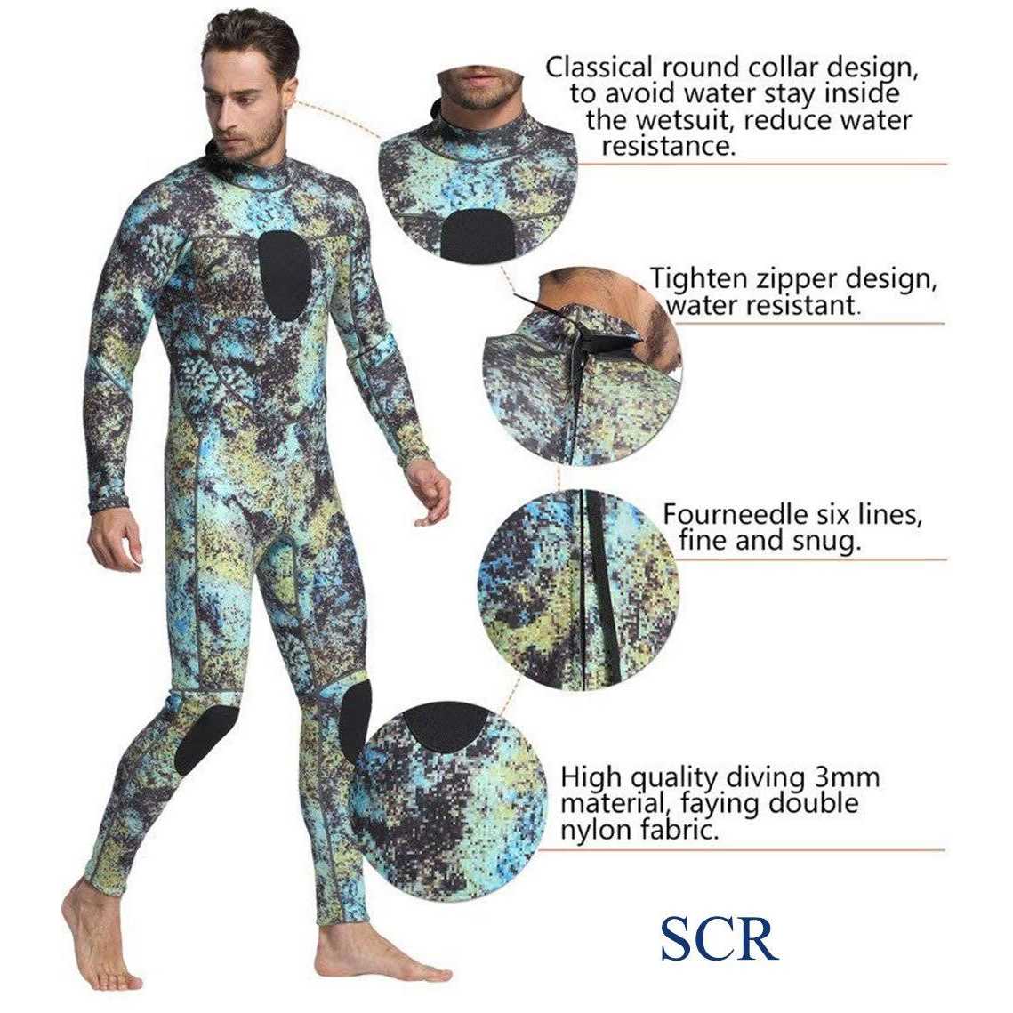 Dyung Tec Wetsuits Mens 3mm Camo Neoprene Scuba Diving Unisex One Piece Sport Skin Spearfishing Full Suit - Image 4