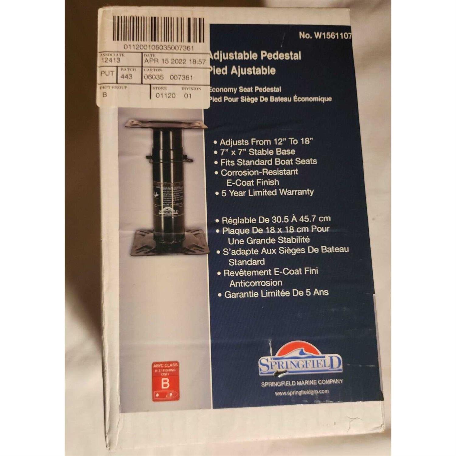 Alternative view of Springfield Marine Economy Adjustable Pedestal for Boat Seat 12 inch to 18 inch