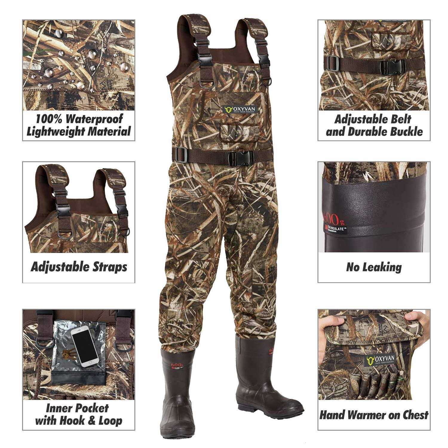 OXYVAN Duck Hunting Waders for Men with Hanger & 600G Insulation Rubber Boots - Image 5
