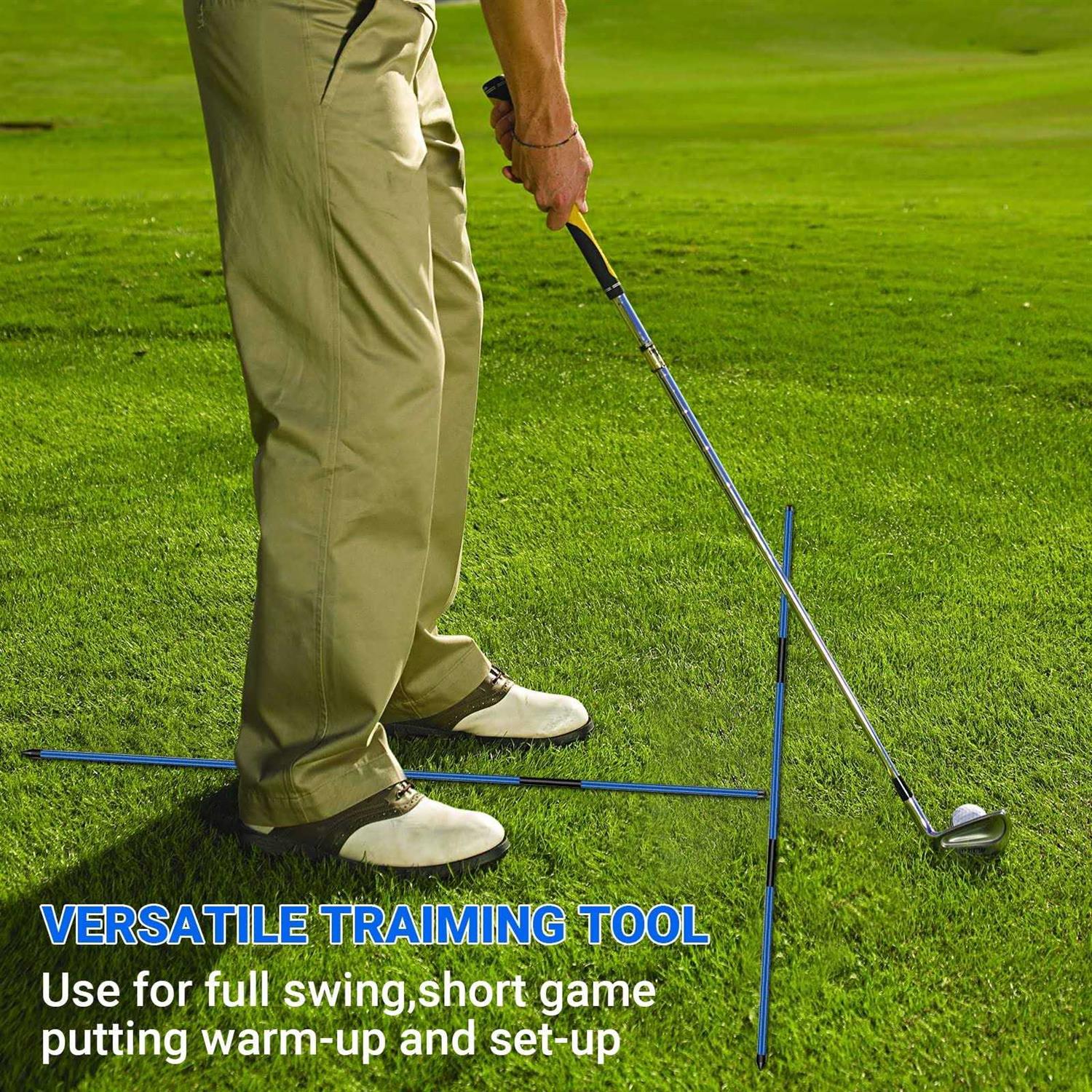 MSOAT Foldable Golf Alignment Sticks Pack 2 Alignment Golf Training Aiming Swing Trainer - Image 2