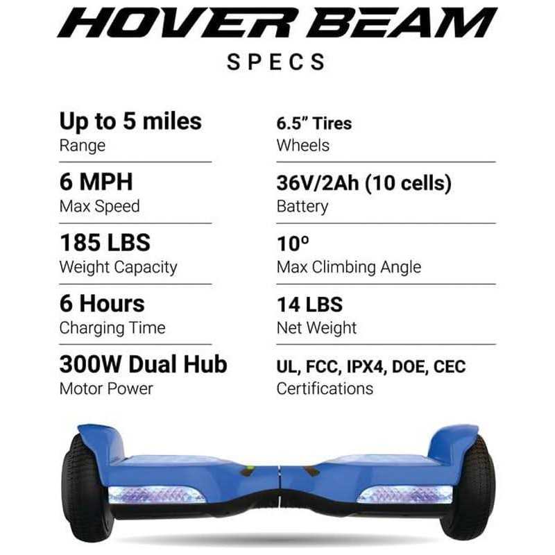 Voyager HoverBeam Hoverboard Self Balancing Electric Scooter with Light-up Wheels for Kids - Image 5