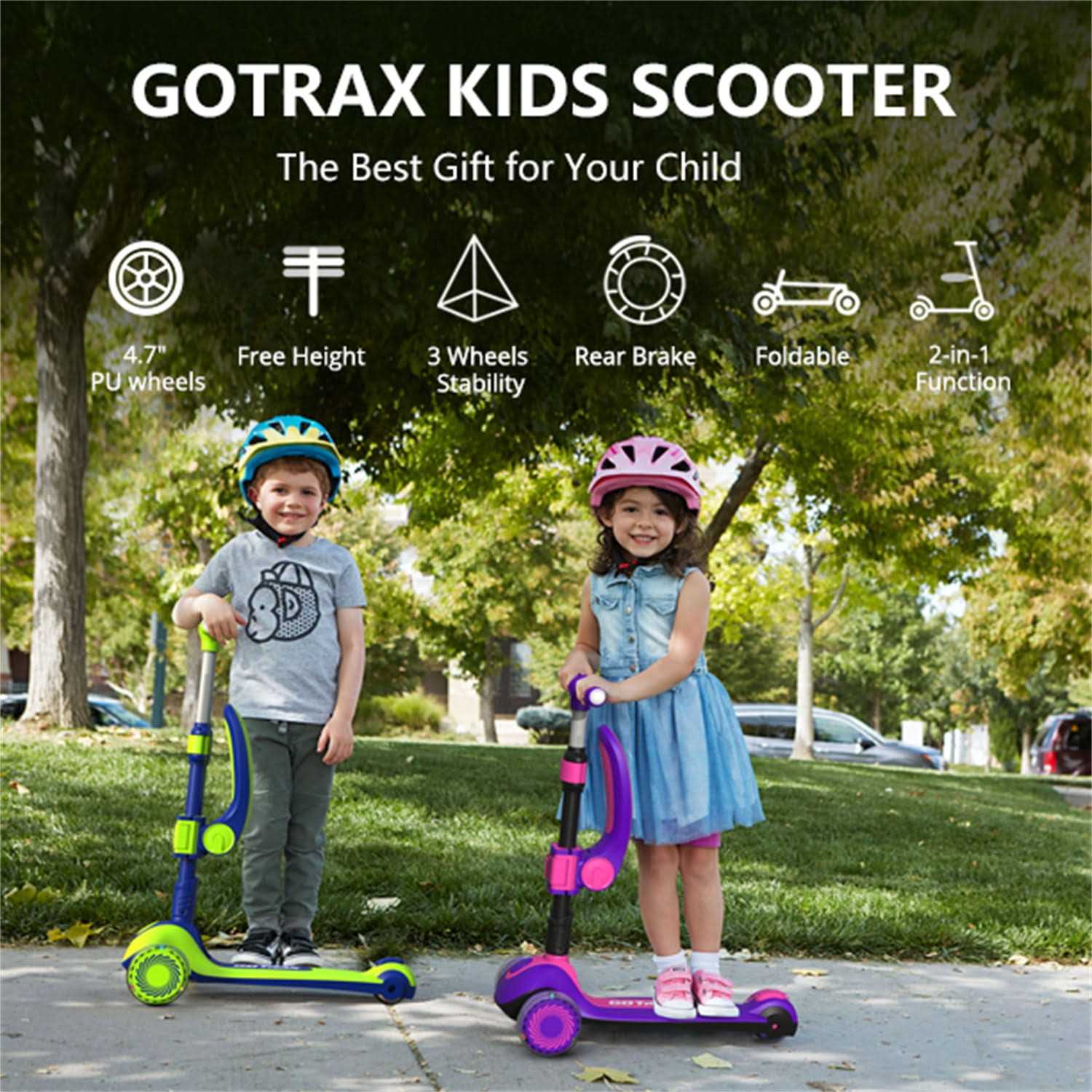 Gotrax KS2 2-in-1 Foldable Kick Scooter with Removable Seat Great for Kids 2-8 Years Unisex - Image 3