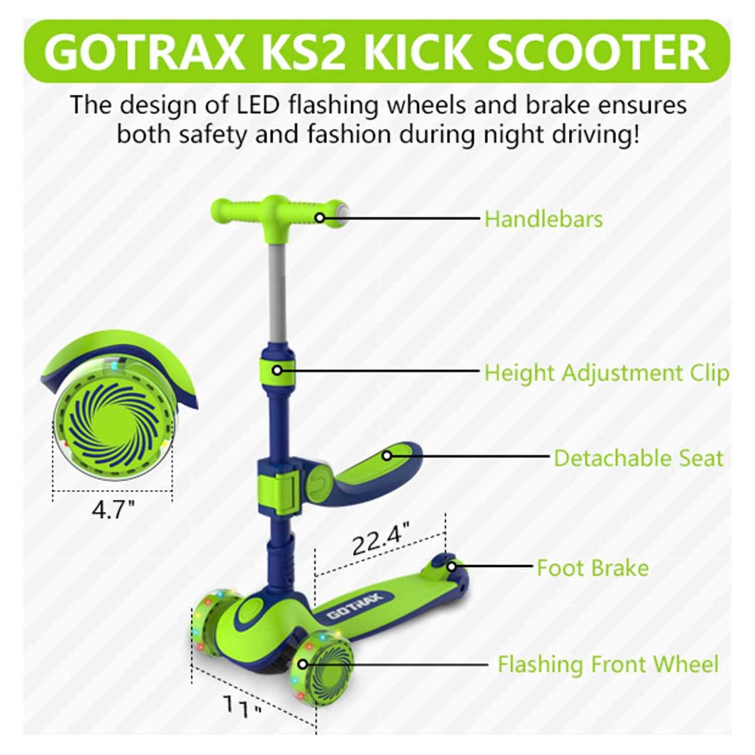 Gotrax KS2 2-in-1 Foldable Kick Scooter with Removable Seat Great for Kids 2-8 Years Unisex - Image 4