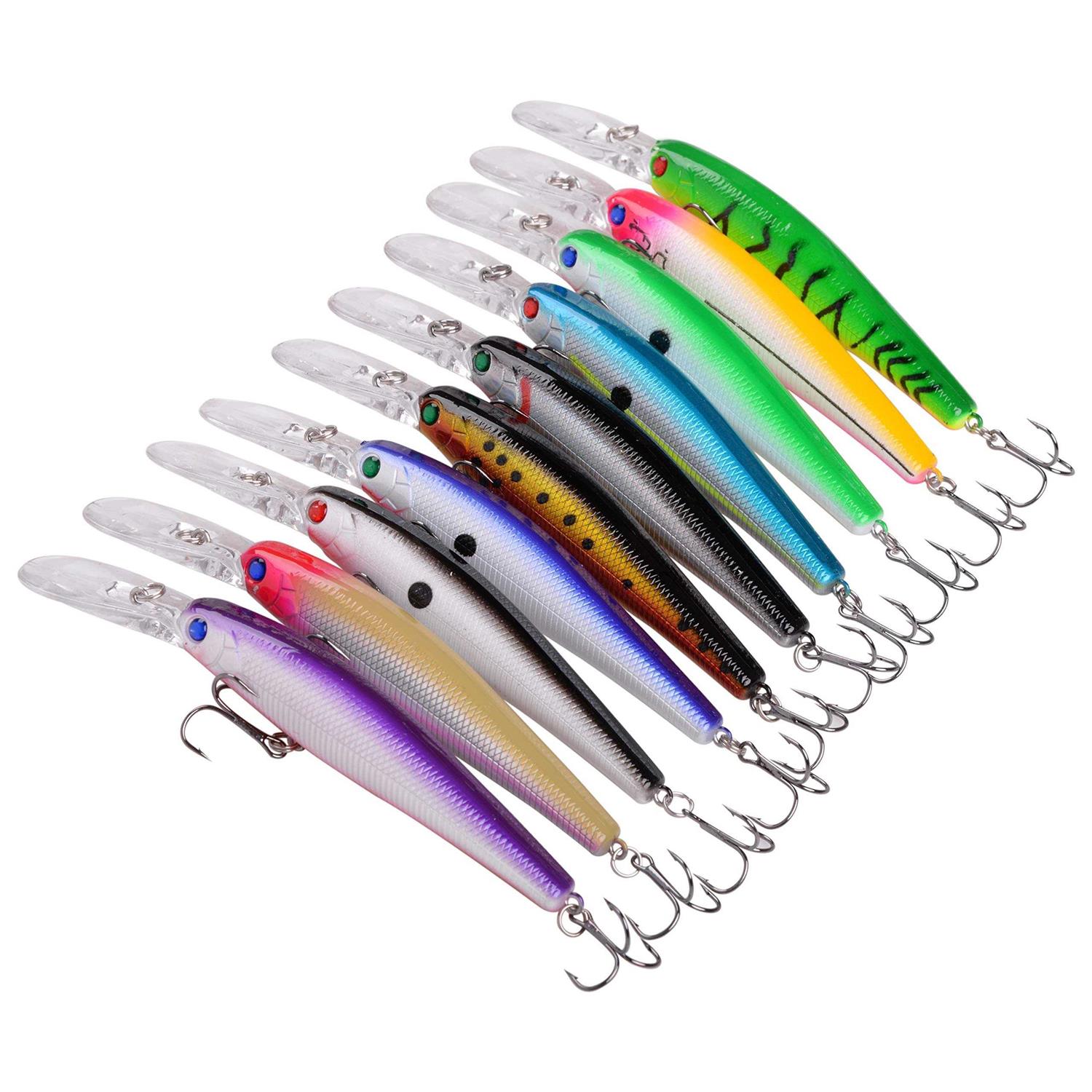 Fishing Lures Hard Baits Bass Crankbait Minnow Lures 10pcs Deep Diving Swimbait with Strong Treble Hook 3D Lifelike Eyes Walleye Lures Fishing - Image 4