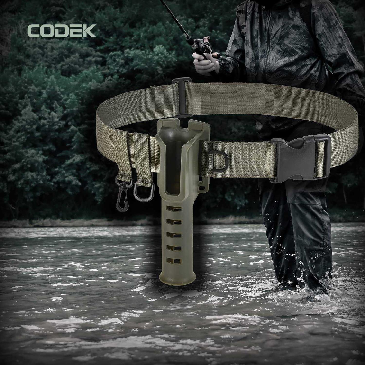 CODEK Fishing Waist Belt Rod Holder Adjustable Waist Wading Belts with Portable Pole Inserter for Spinning Casting Reel Surf Kayak Fly Fishing - Image 2