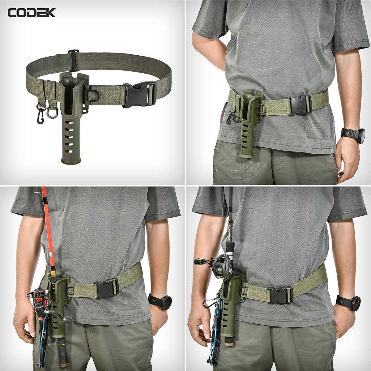 CODEK Fishing Waist Belt Rod Holder Adjustable Waist Wading Belts with Portable Pole Inserter for Spinning Casting Reel Surf Kayak Fly Fishing - Image 4